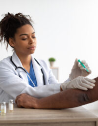 Senior man getting a shingles vaccine